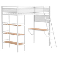Campus - 3-Shelf Metal Twin Workstation Loft Bed