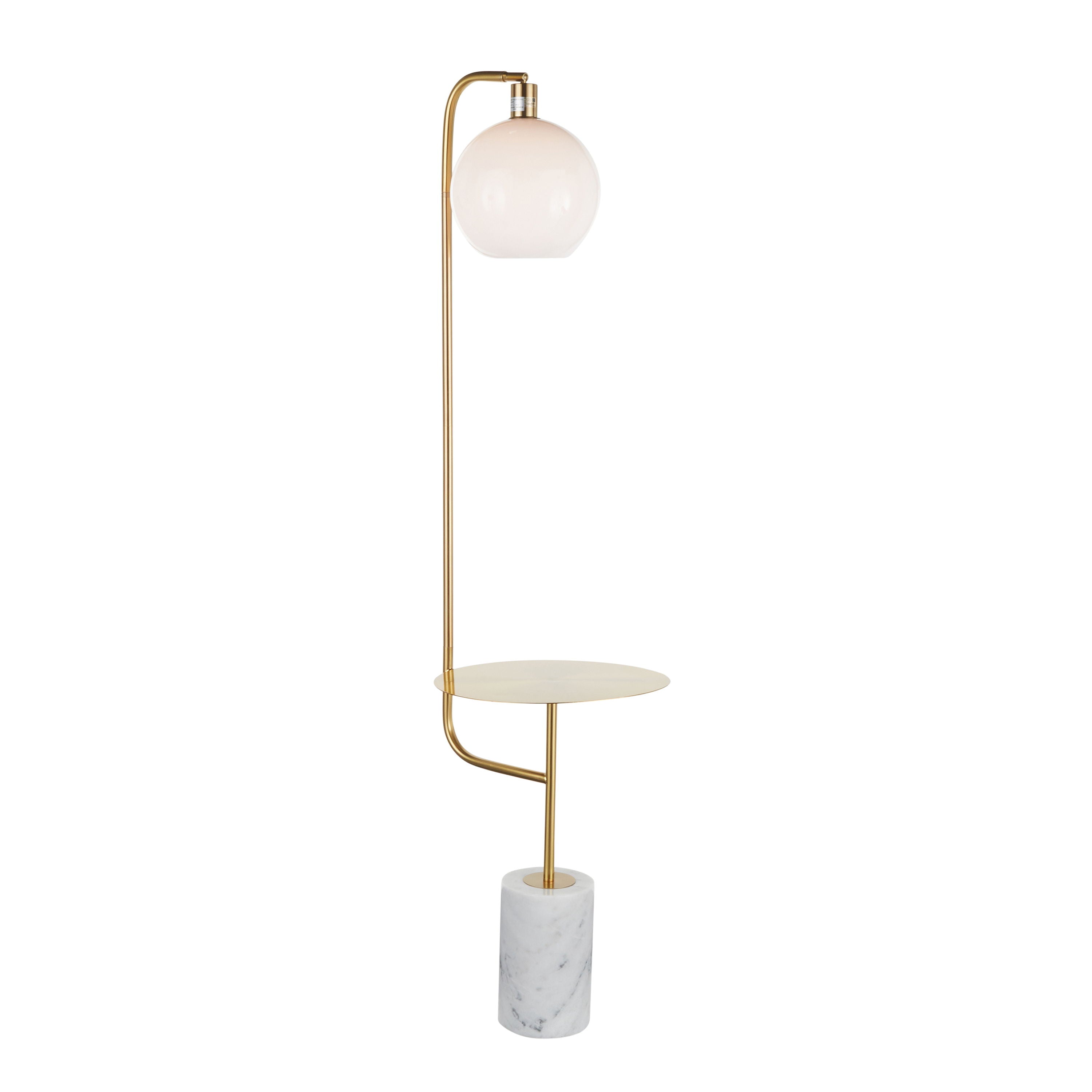 Symbol - Contemporary / Glam Floor Lamp Side Table - White Marble