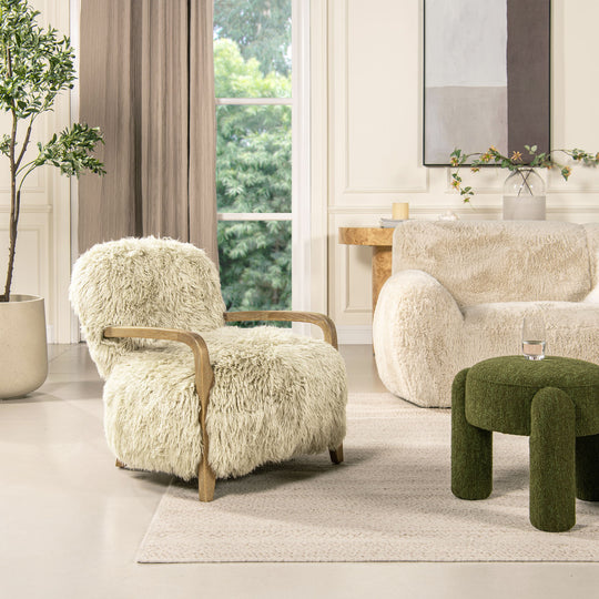 Enchante - New Zealand Sheepskin Accent Arm Chair - Taupe / Natural by Jennifer Taylor Home | Bel Furniture