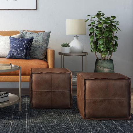 Brody - Versatile Square Pouf by Simpli-Home | Bel Furniture
