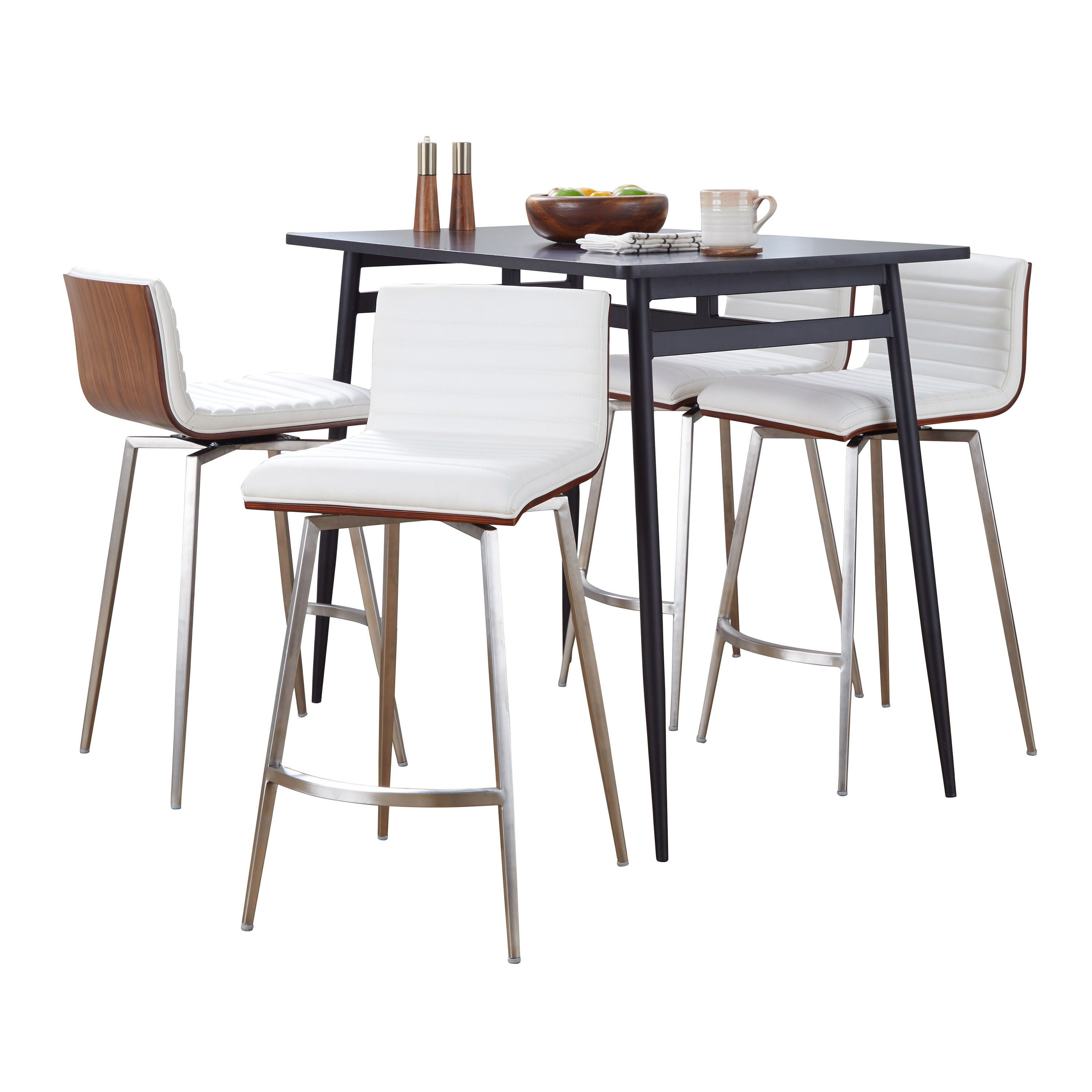 Marcel Mason - 5 Piece Swivel Contemporary Design Counter Height Dining Set