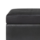Oregon - Storage Ottoman Bench With Tray - Distressed Black by Simpli-Home | Bel Furniture