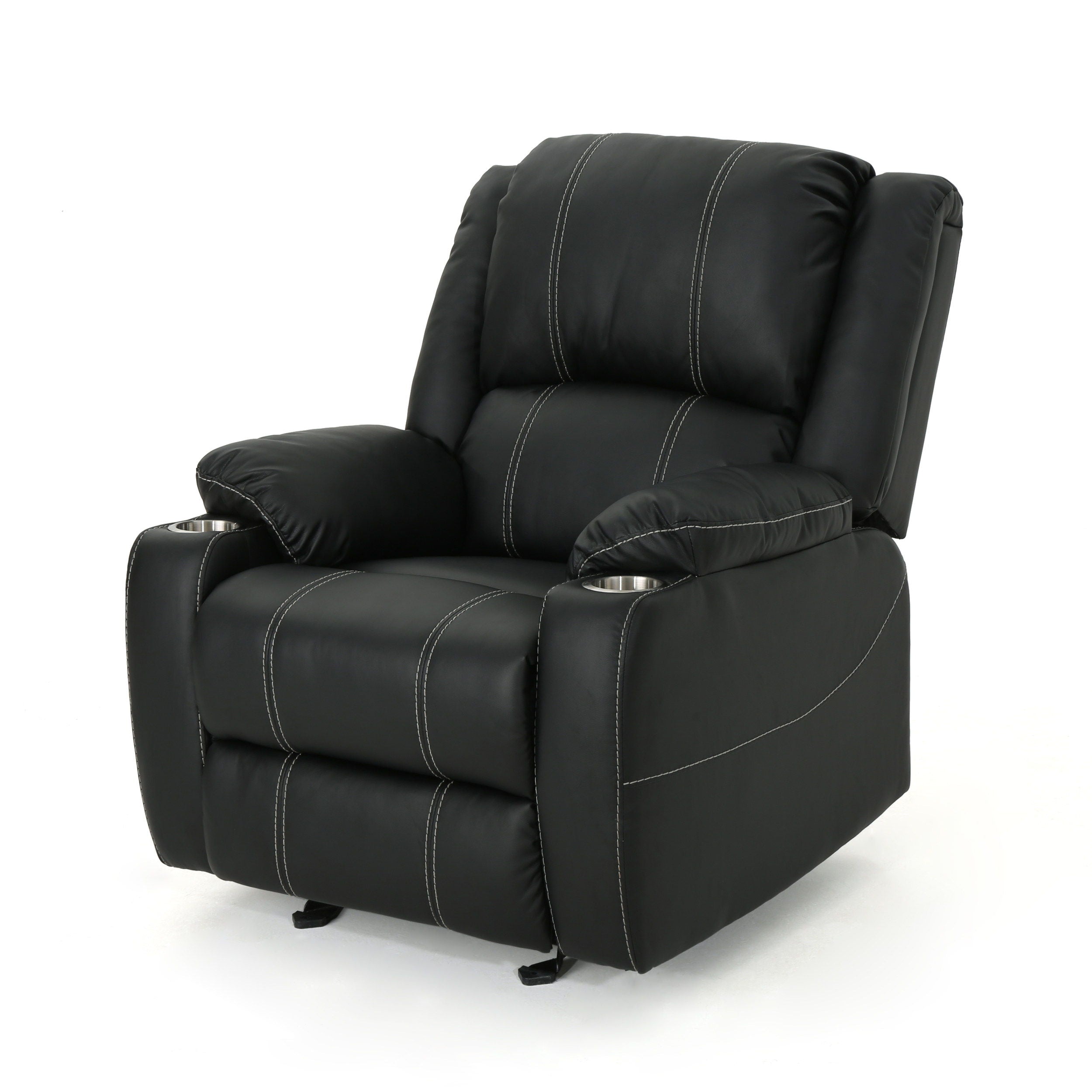 Glider Recliner With Steel Cup Holders - Black