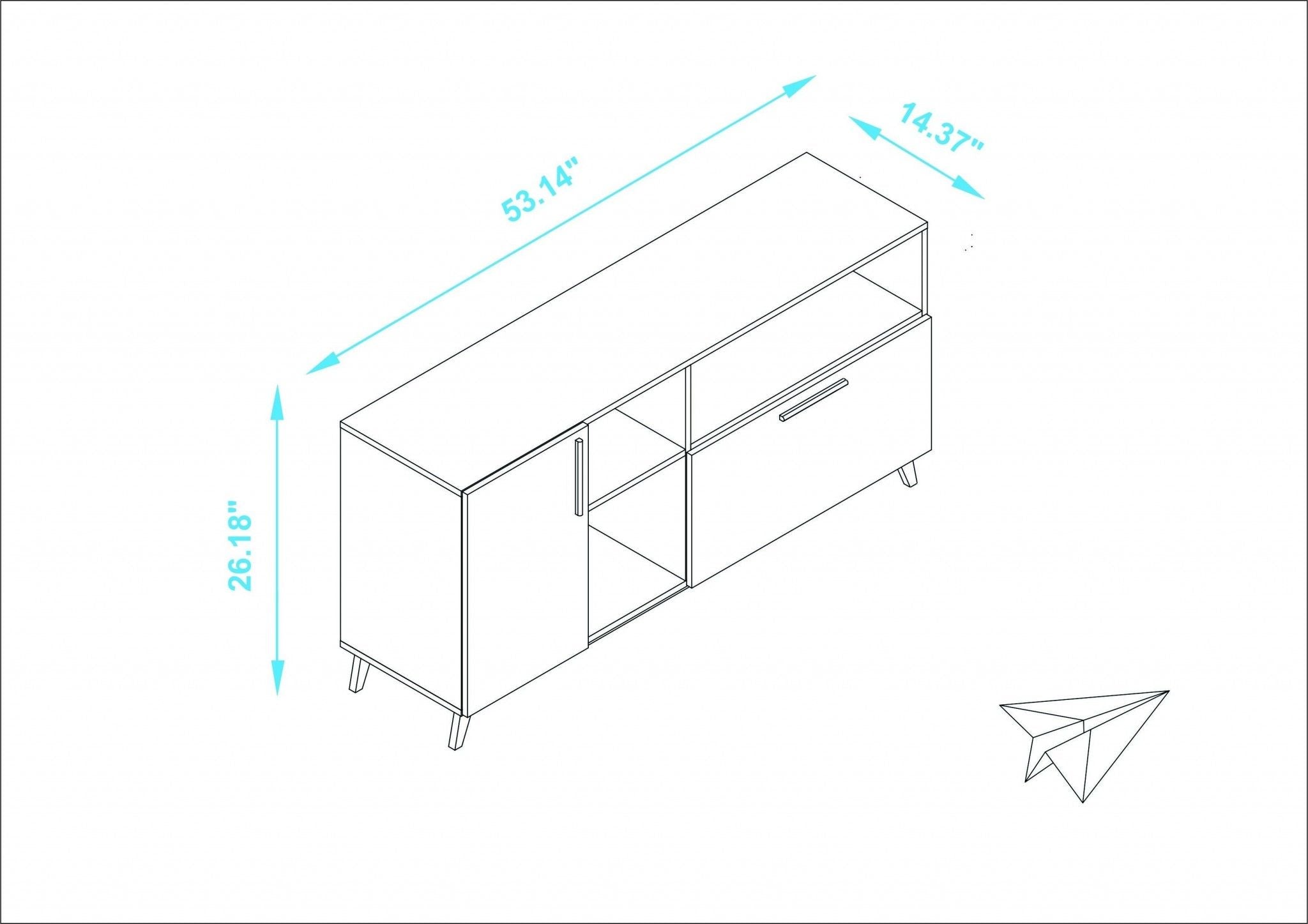 Modern Asymmetrical TV Stand - Black / Natural