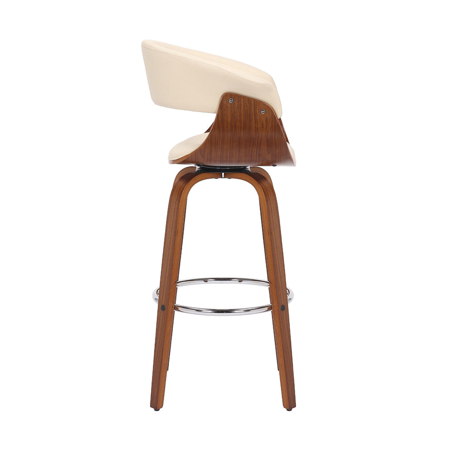 Swivel Low Back Bar Height Bar Chair - Cream / Brown