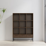 Banting - 9 Cube Bookcase With Drawers - Walnut Brown by Simpli-Home | Bel Furniture