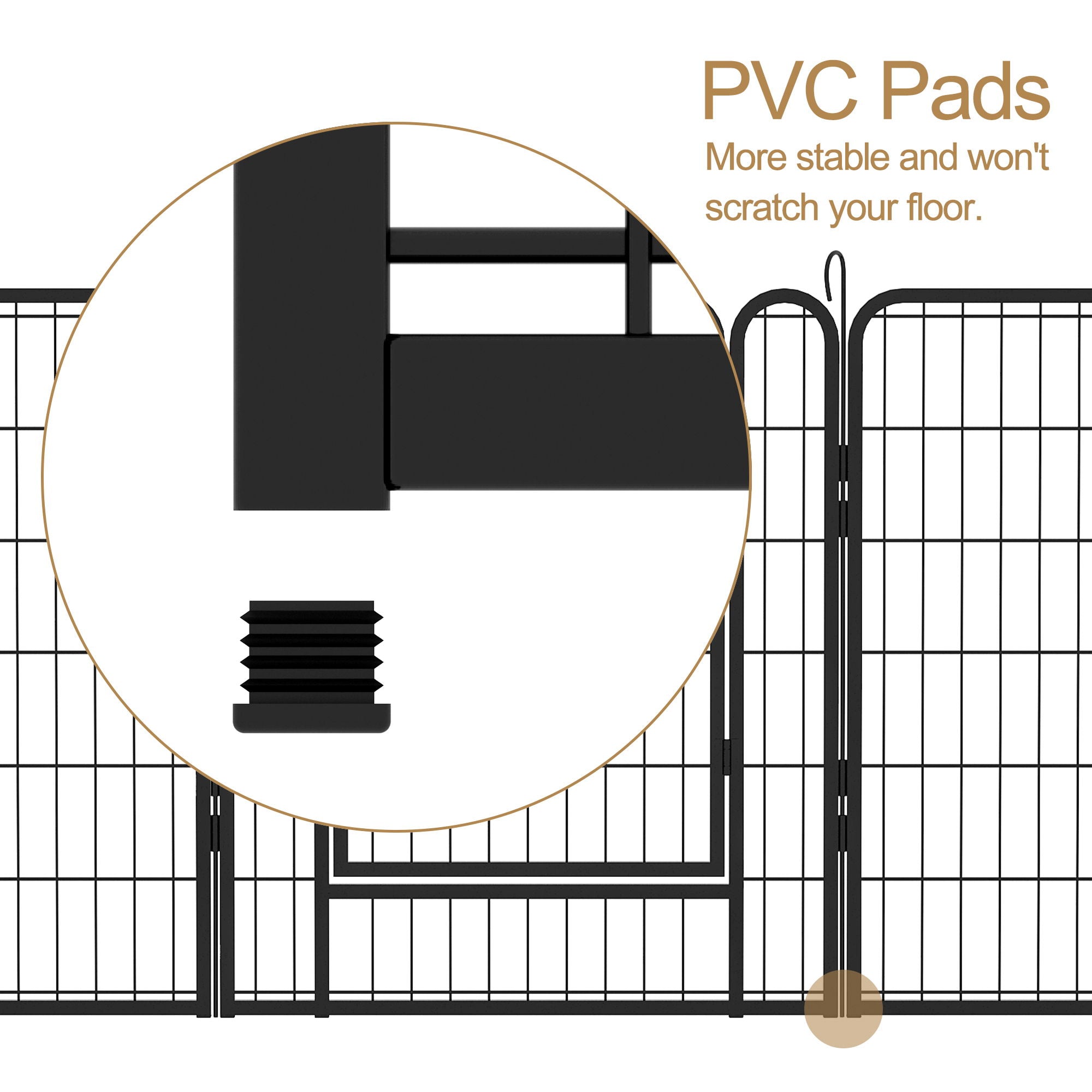 108.27" 16 Panels Heavy Duty Metal Playpen With Door, Dog Fence Pet Exercise Pen For Outdoor - Black