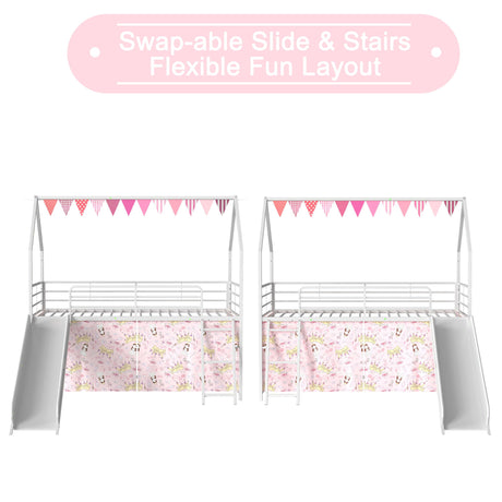 Jack - House Loft Bed With Slide And Curtain Set - view 36