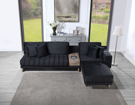 Memphis - Velvet Reversible Sectional Sofa Ottoman With Storage Compartment, Drawer, USB ports, Charging Outlets by Lilola Home | Bel Furniture