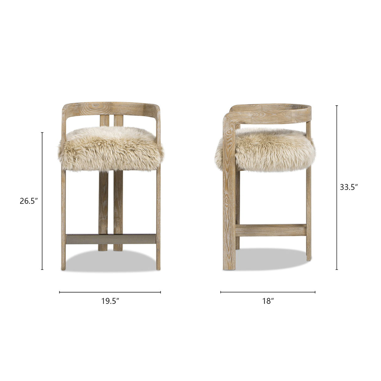 Millwick - Low Back Genuine Fur Counter Stool - Natural Blonde by Jennifer Taylor Home | Bel Furniture