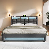 Upholstered Platform Bed With A Hydraulic Storage System, LED And USB Charging (Without Mattress)
