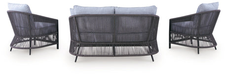 Bridges Beach - Loveseat, Lounge Chairs, Table Set (Set of 4) - Gray - view 9