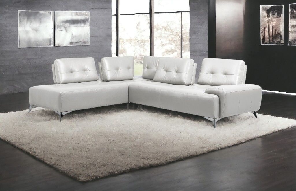 Leather L Shaped Two Piece Seating Component - White