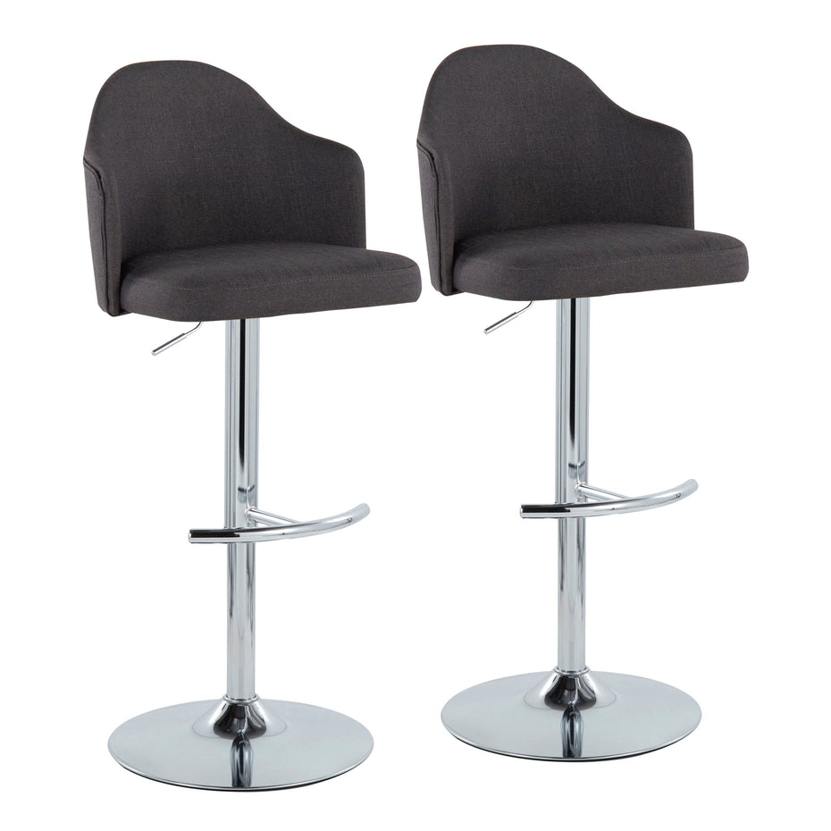 Ahoy - Contemporary Adjustable Barstool With Swivel With Rounded T Footrest (Set of 2)