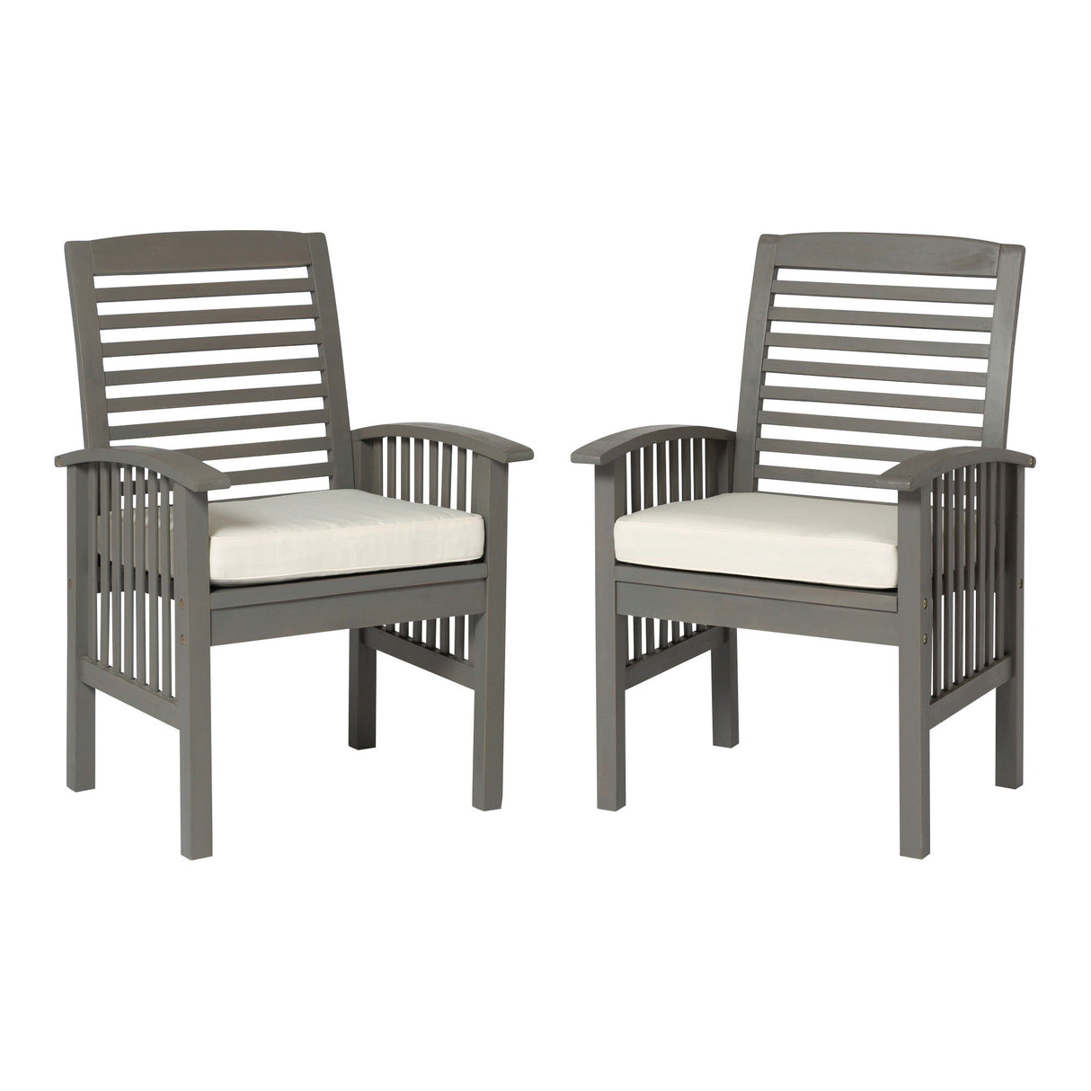 Modern 2 Piece Slat Back Patio Chairs With Cushions by Walker Edison | Bel Furniture