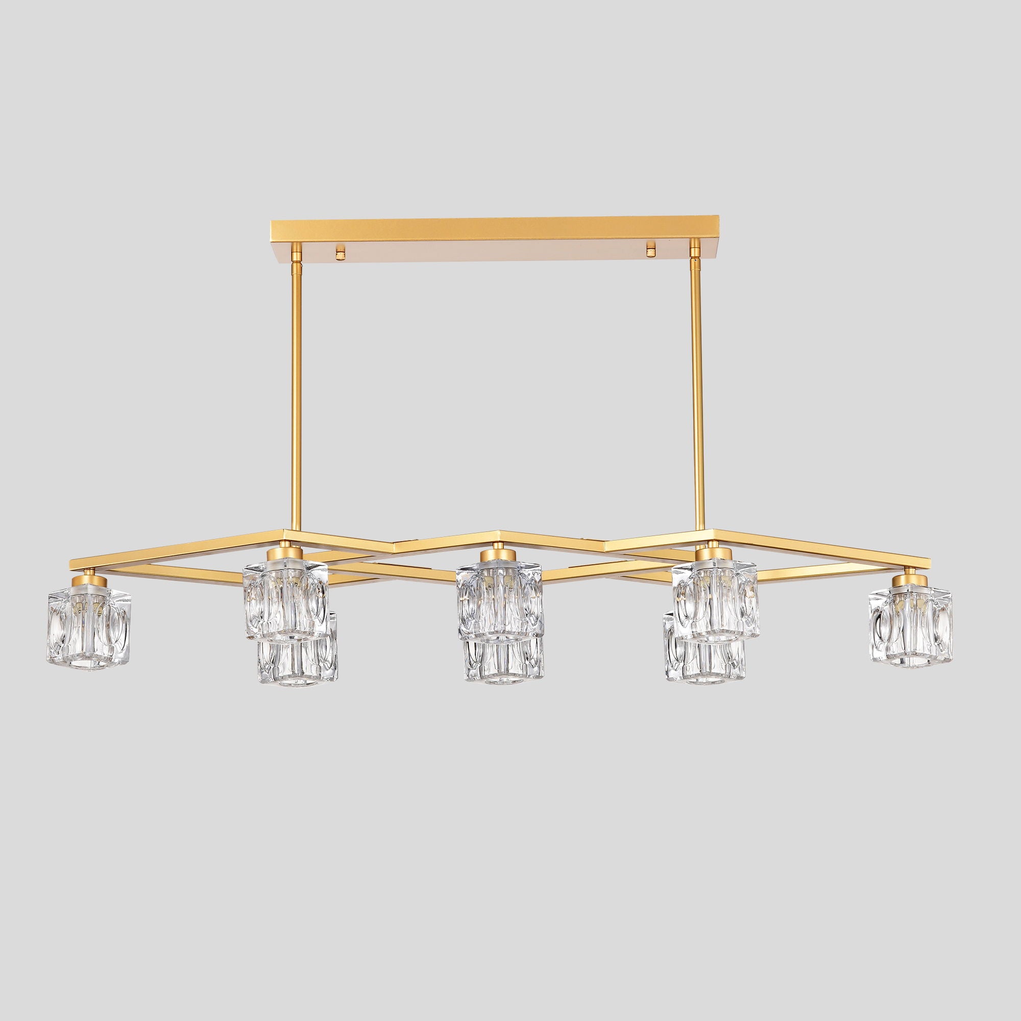 Crystal Chandelier For Dining Room, 8 Light Kitchen Chandelier Light Fixture Modern Metal Industrial Chandeliers For Farmhouse Entryway Living Room (8*G9 Bulbs Included) - Matte Gold