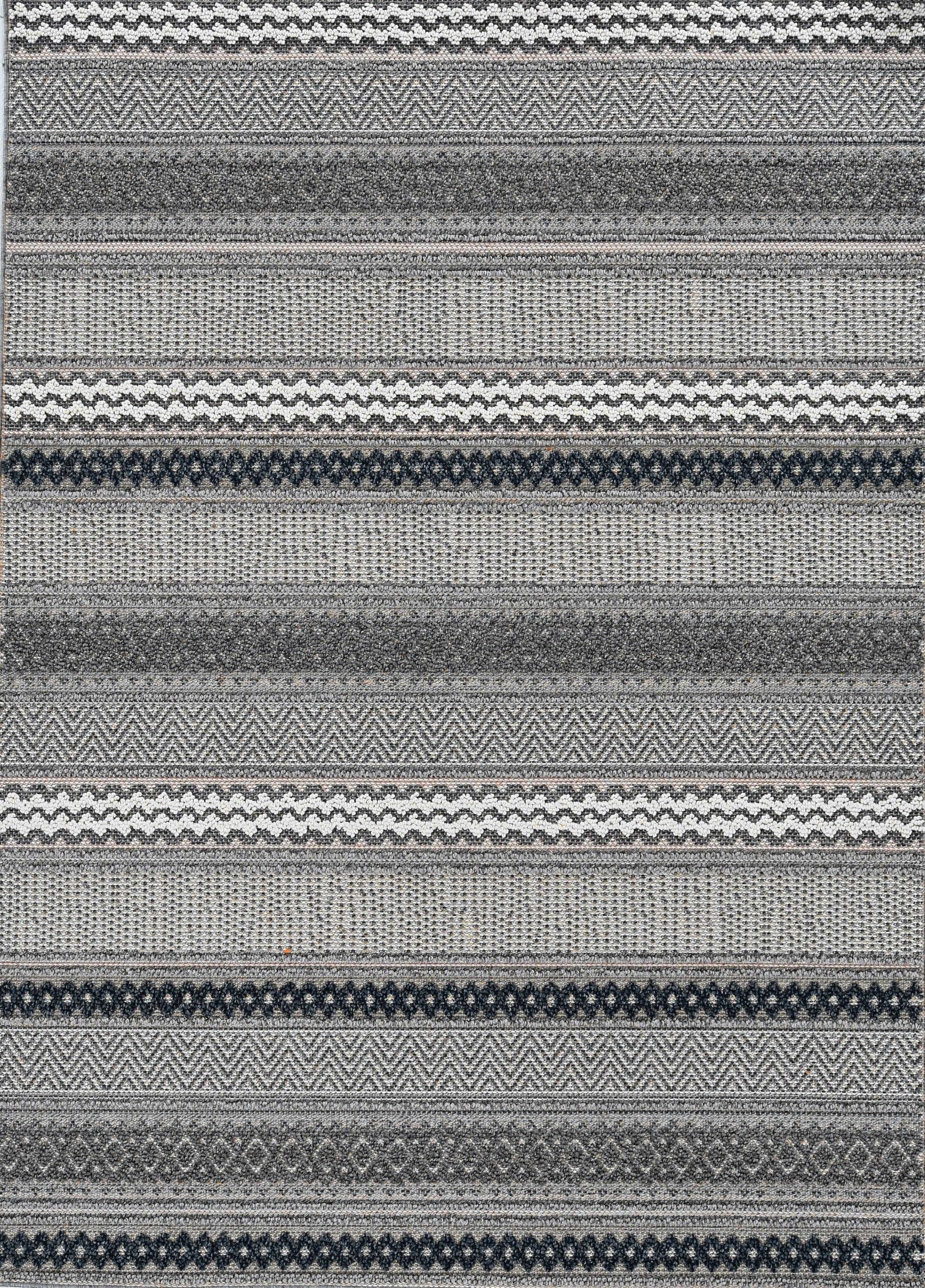 8' Machine Woven UV Treated Tribal Indoor / Outdoor Runner Rug - Taupe