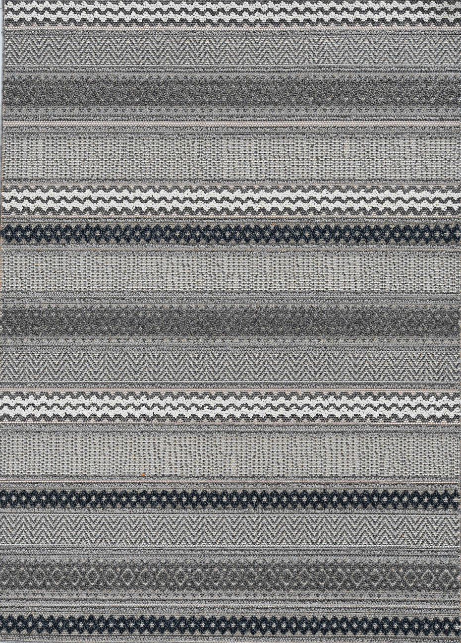 8' Machine Woven UV Treated Tribal Indoor / Outdoor Runner Rug - Taupe