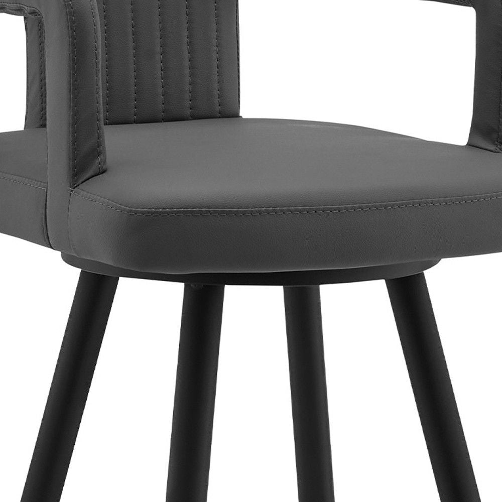 33" Faux Leather Swivel Low Back Counter Height Bar Chair - Gray / Black