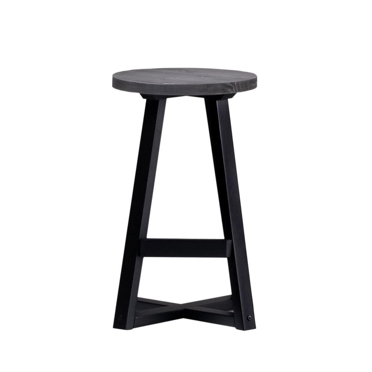 Rustic Distressed Round Dining Stool by Walker Edison | Bel Furniture