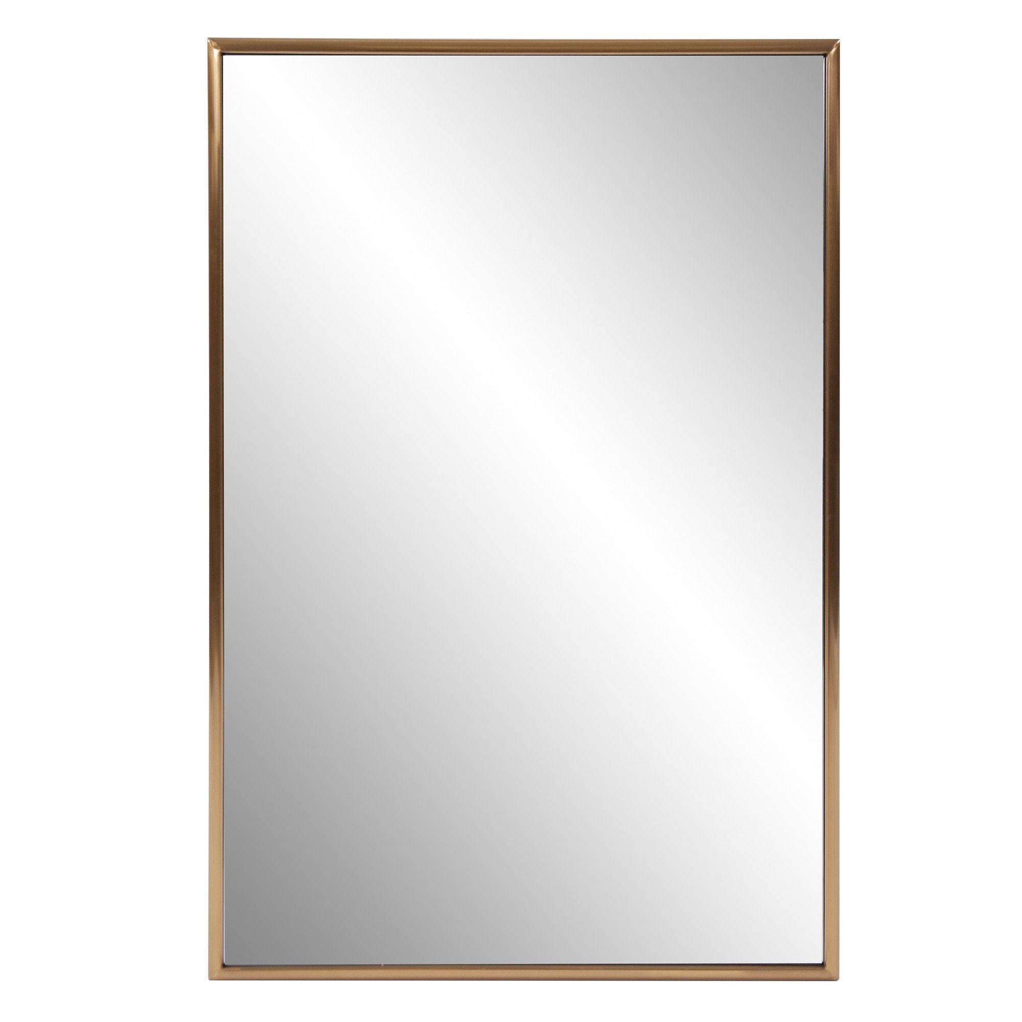 Antiqued Rectangular Wall Mirror - Brushed Brass