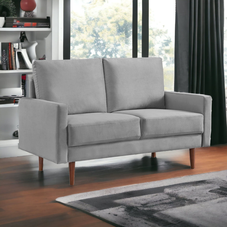 Velvet Loveseat - Gray / Dark Brown