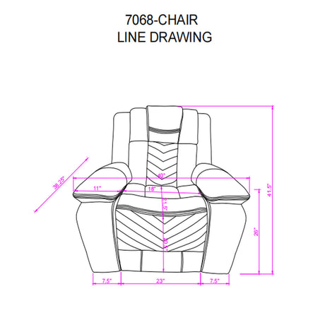 Raize - Power Recliner With LED Functionality - Gray - view 5