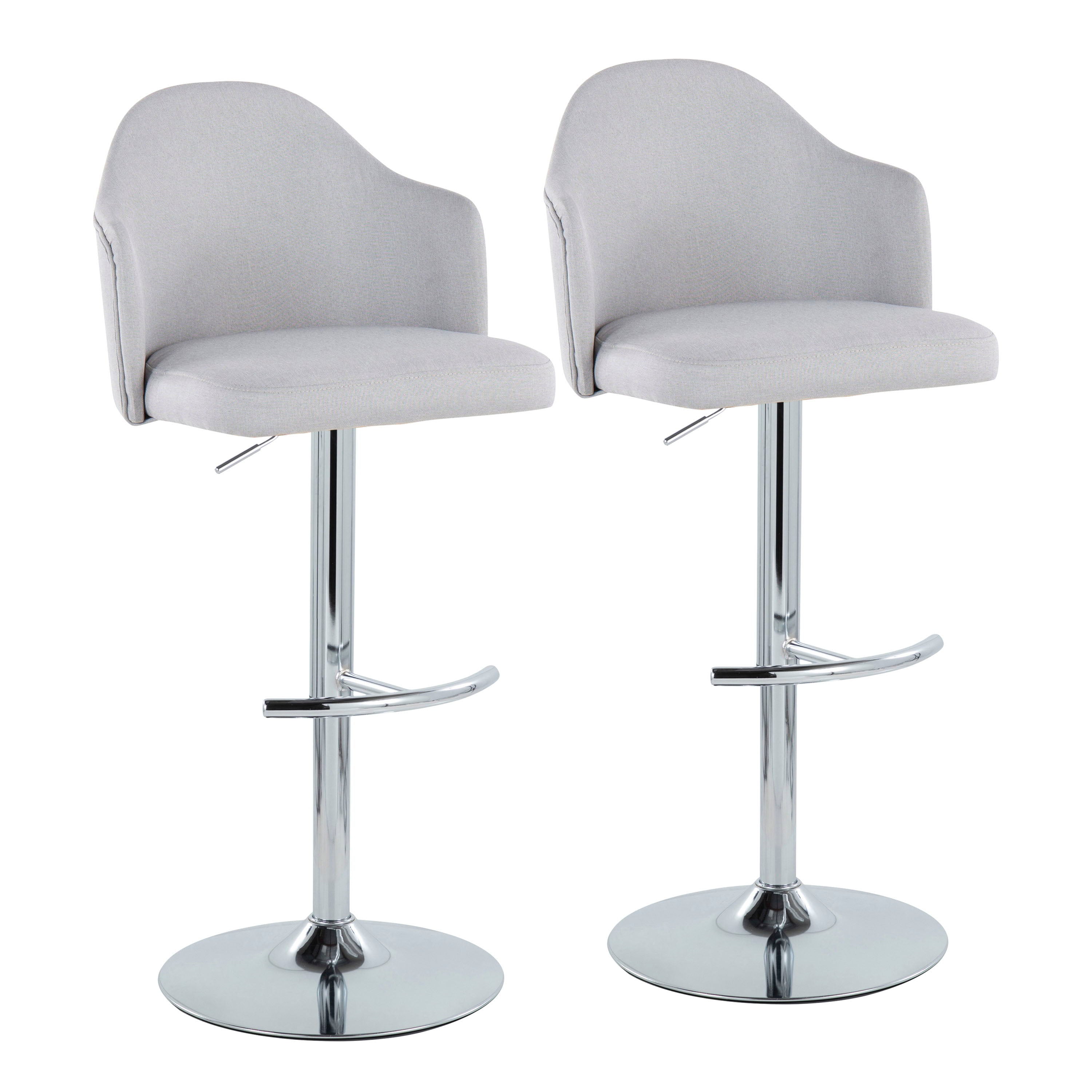 Ahoy - Contemporary Adjustable Barstool With Swivel With Rounded T Footrest (Set of 2)