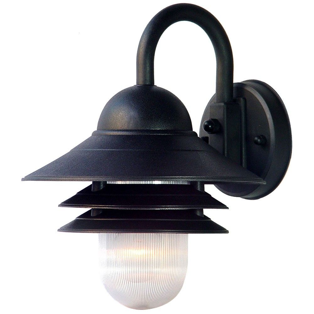 Three Tier Lamp Shade Outdoor Wall Light - Matte Black