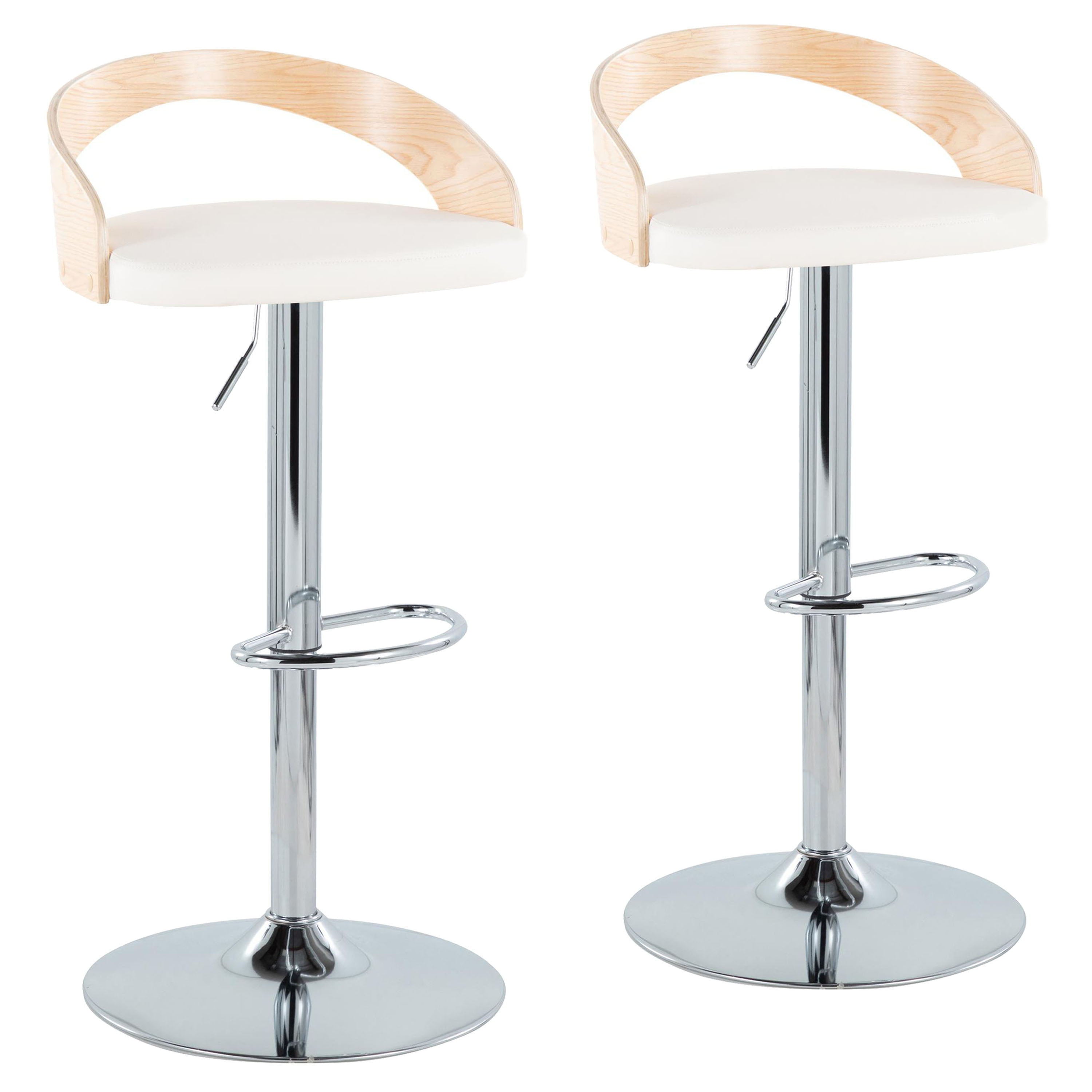 Grotto - Mid Century Modern Adjustable Height Barstool & Swivel With Oval Footrest (Set of 2)