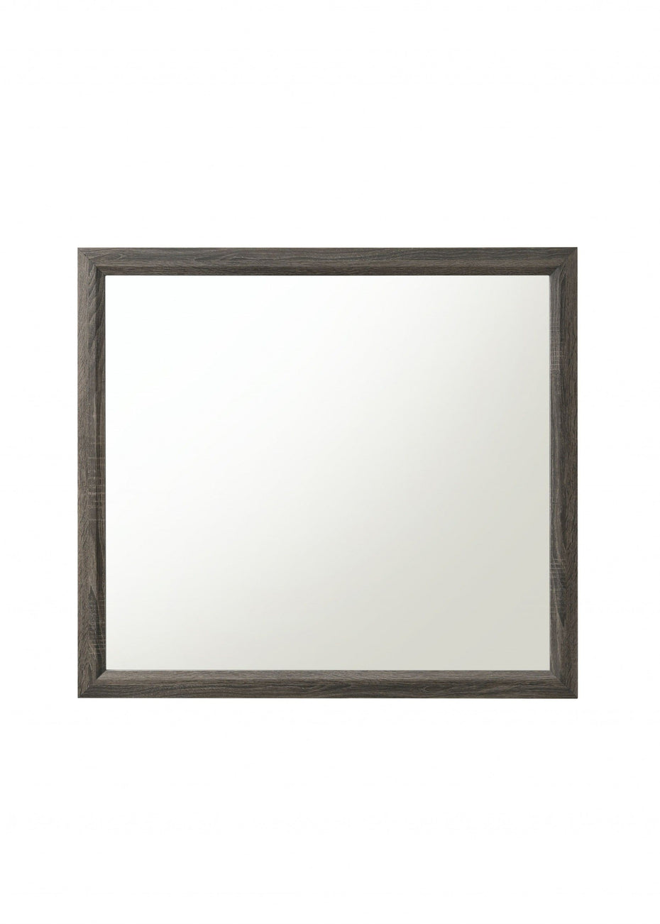 35" Rectangle Wall Mounted Accent Mirror With Frame - Silver