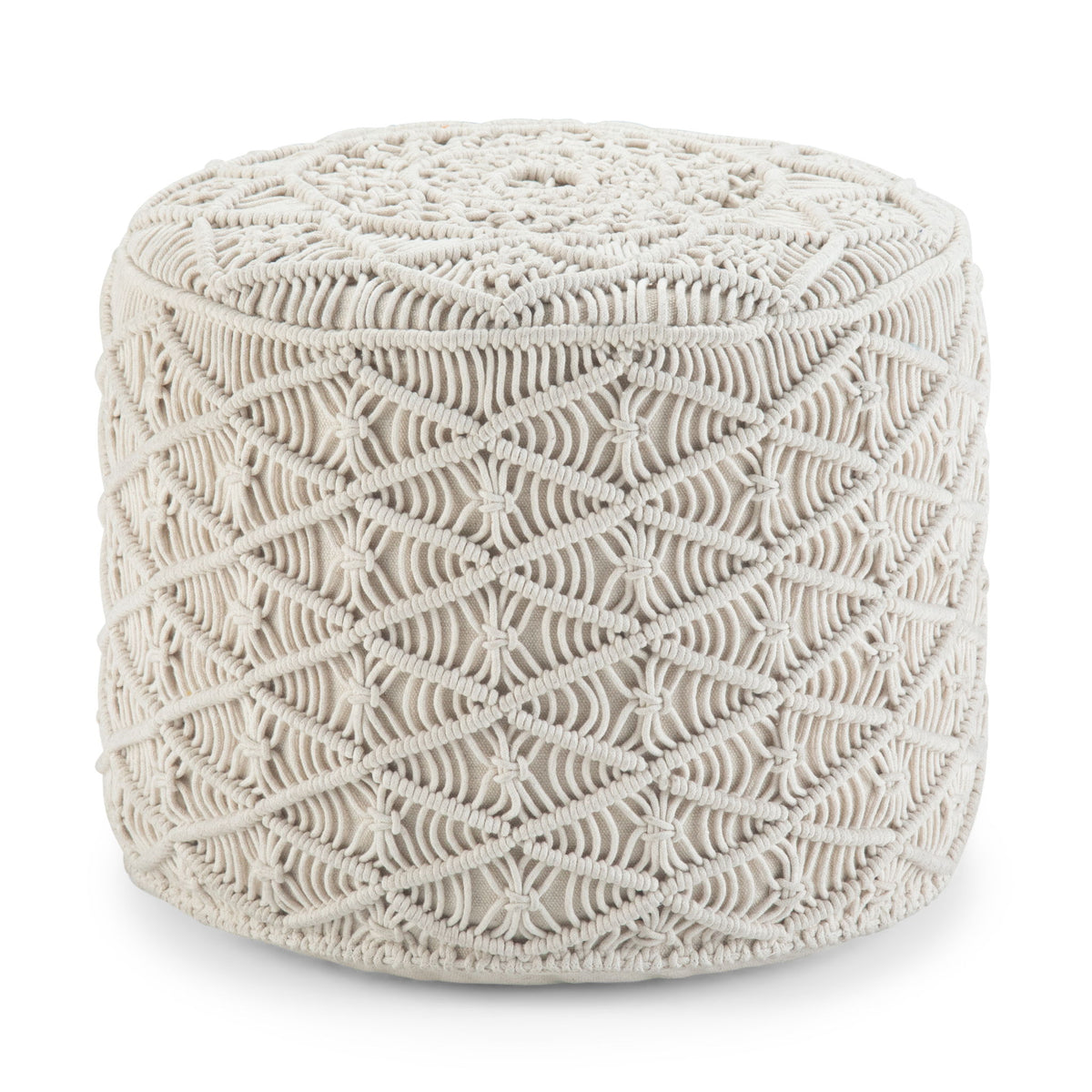 Coates - Round Macrame Pouf - Natural by Simpli-Home | Bel Furniture
