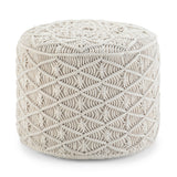 Coates - Round Macrame Pouf - Natural by Simpli-Home | Bel Furniture
