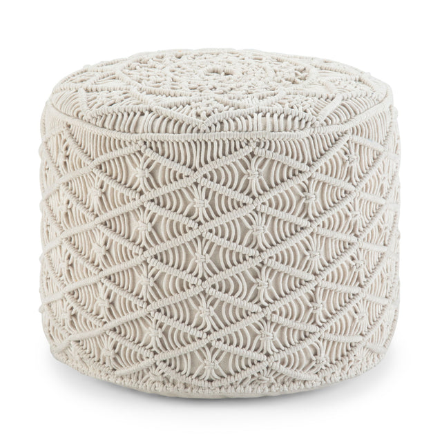 Coates - Round Macrame Pouf - Natural by Simpli-Home | Bel Furniture