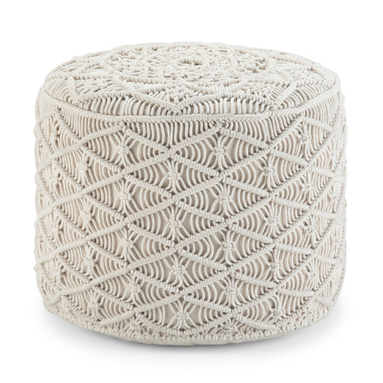 Coates - Round Macrame Pouf - Natural by Simpli-Home | Bel Furniture