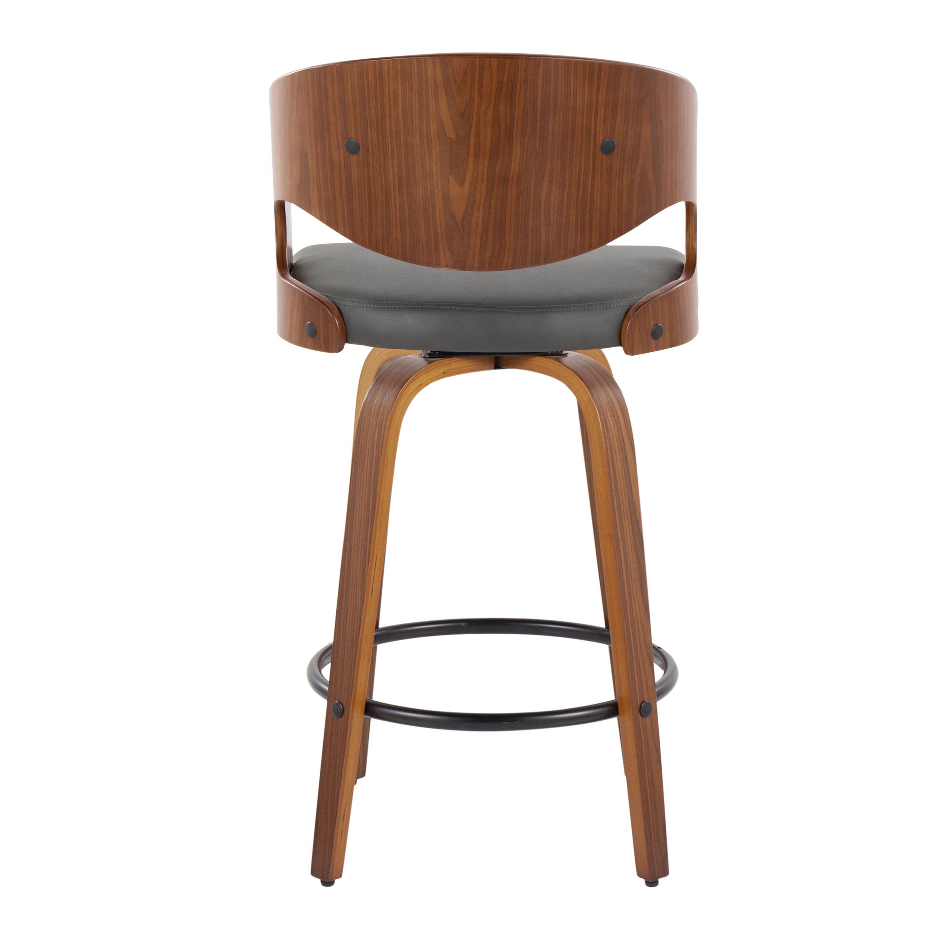 Pino - Mid Century Modern Fixed Height Barstool With Swivel With Round Footrest (Set of 2)