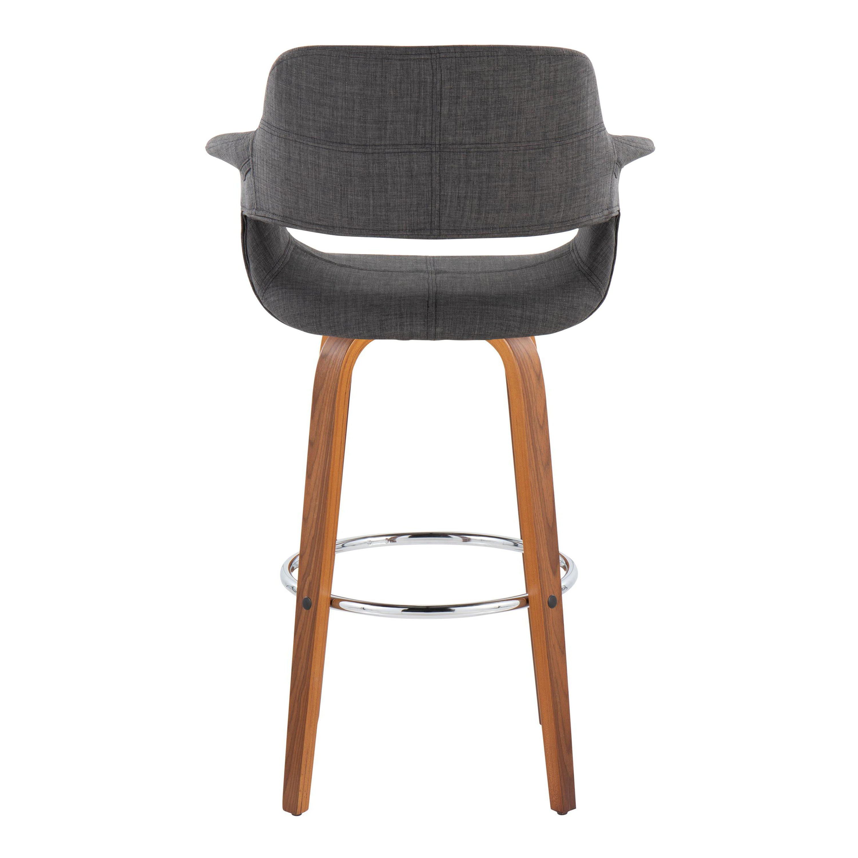 Vintage Flair - Mid Century Modern Fixed Height Barstool With Swivel & Round Footrest (Set of 2)