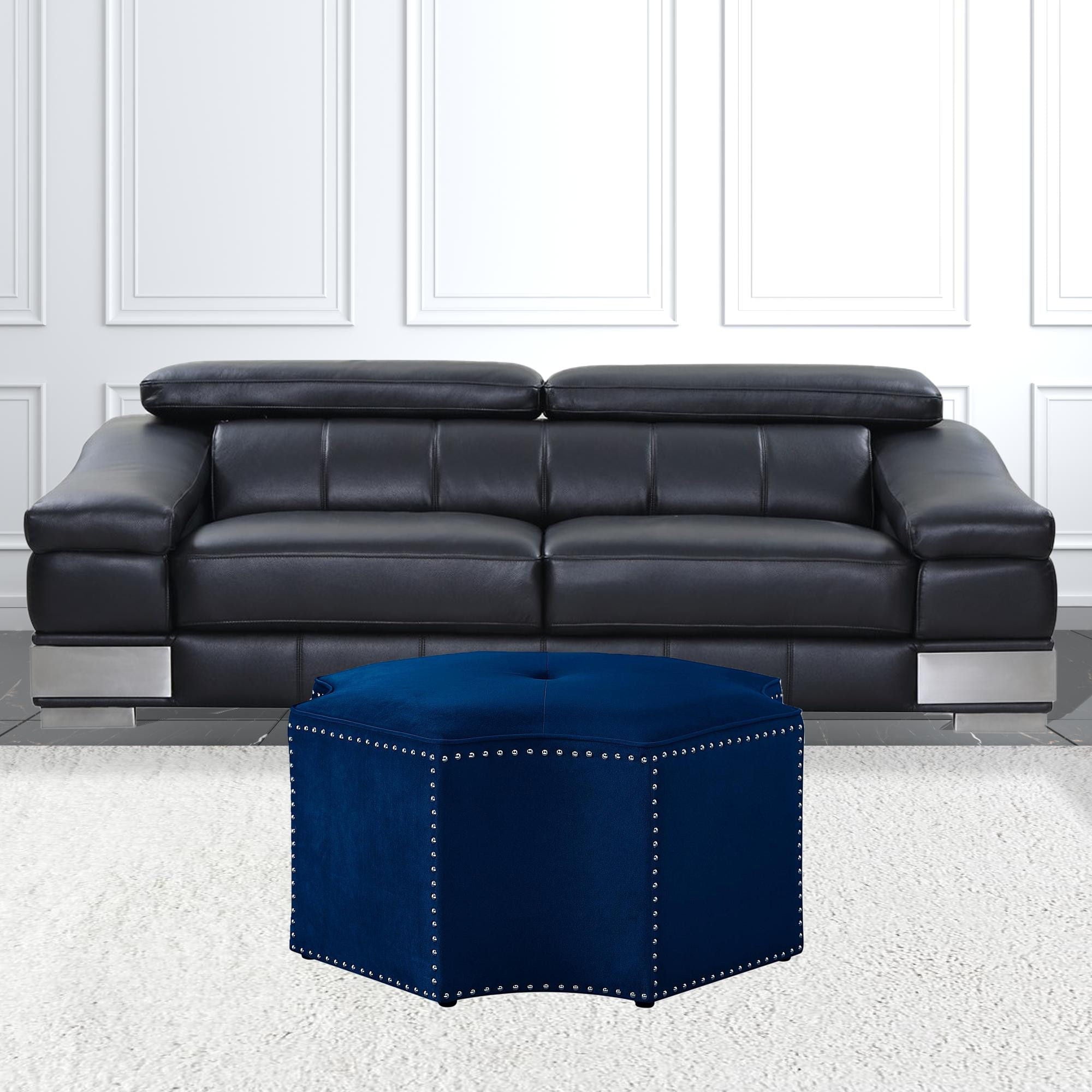 Velvet Specialty Cocktail Ottoman - Navy Blue