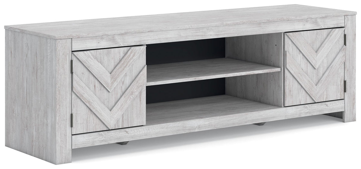 Cayboni - LG TV Stand With Fireplace Option White TV Stands by Signature Design by Ashley® | Bel Furniture