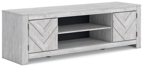 Cayboni - LG TV Stand With Fireplace Option White TV Stands by Signature Design by Ashley® | Bel Furniture