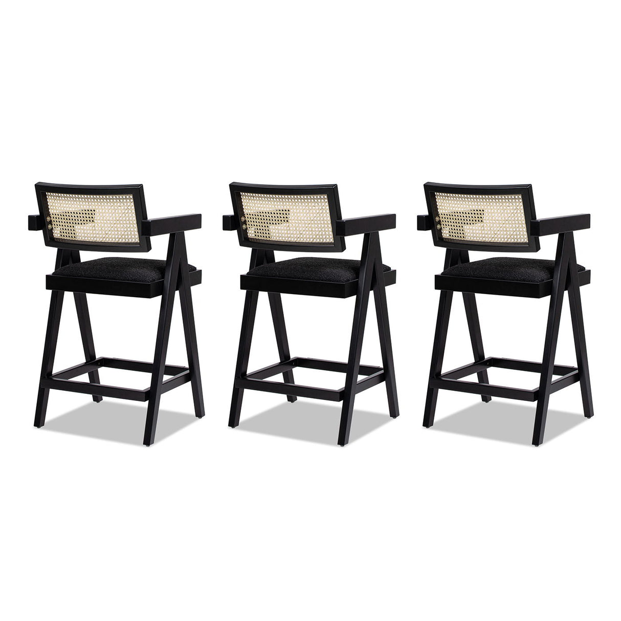 Milan - Modern Webbing Back Stool With Arms (Set of 3) by Jennifer Taylor Home | Bel Furniture