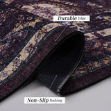 Maval - 8' X 10' Washable Area Rug - Black / Burgundy