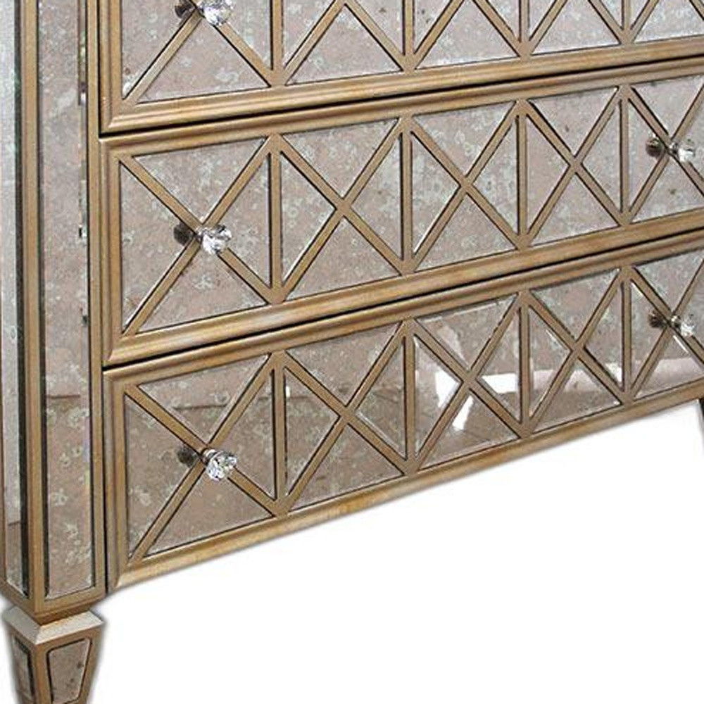 Dresser With 3 Drawers - Mirrored