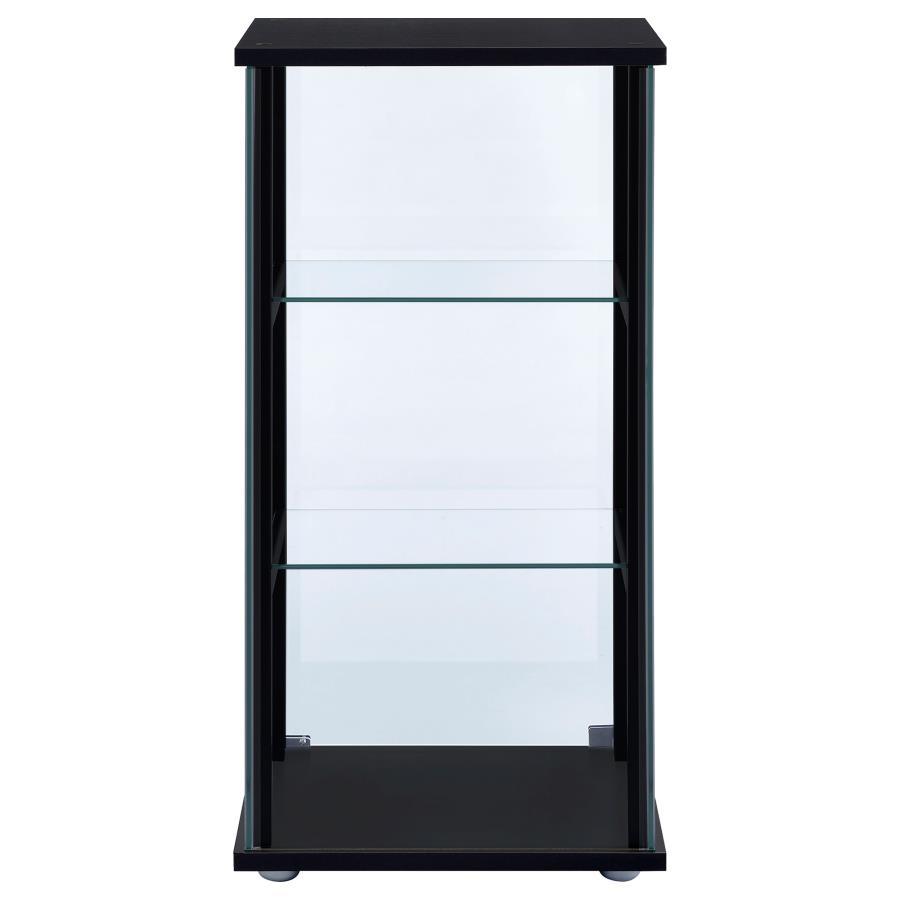 Cyclamen - 3-Shelf Clear Glass Curio Display Cabinet - Black