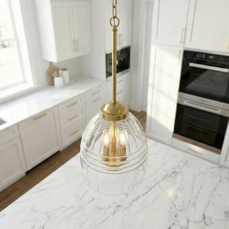 Ember - 3 Candle Lights Chain Pendant - Clear / Gold - view 5