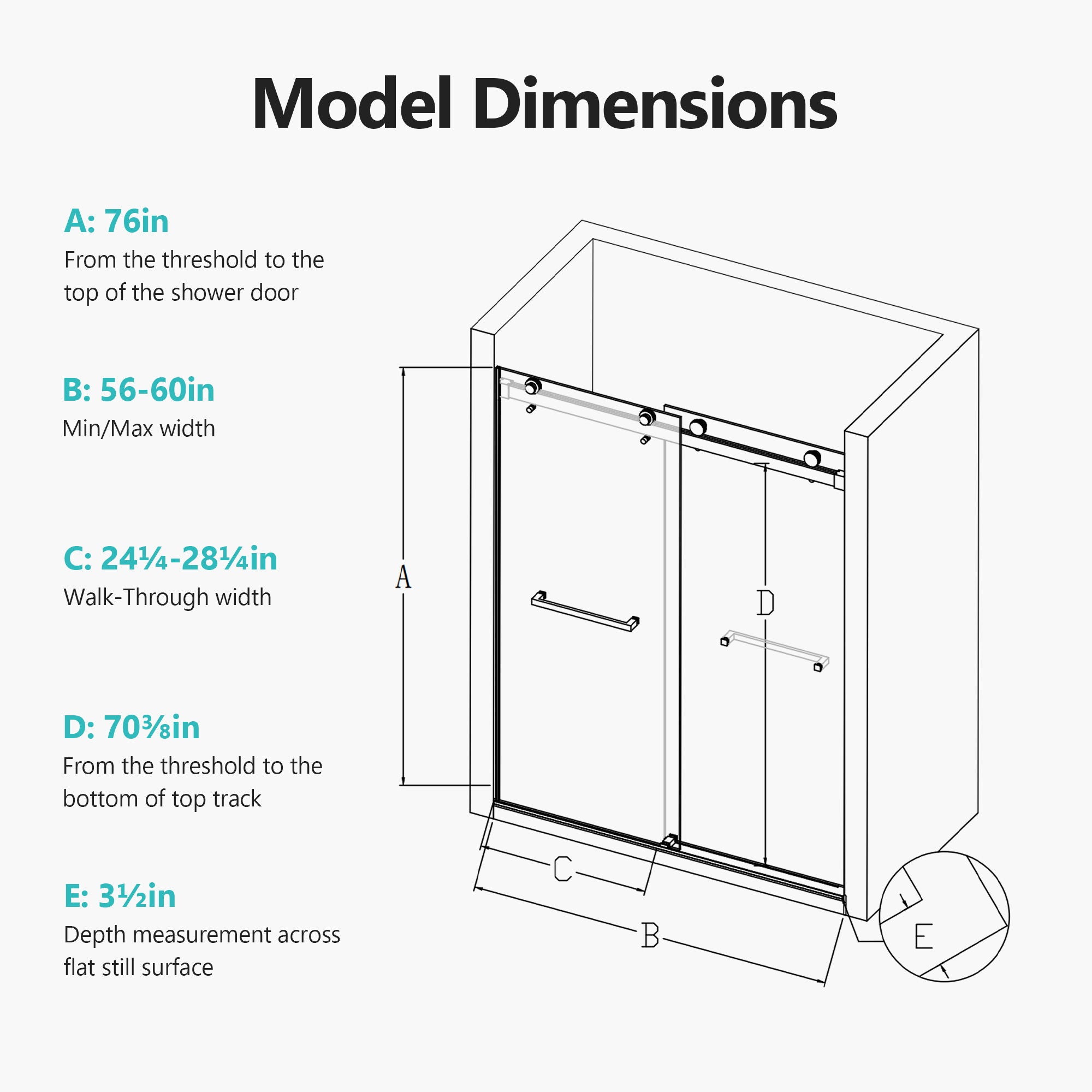 Frameless Double Sliding Soft-Close Shower Door, 3 / 8" (10Mm) Thick SGCC Tempered Glass Door, Matte