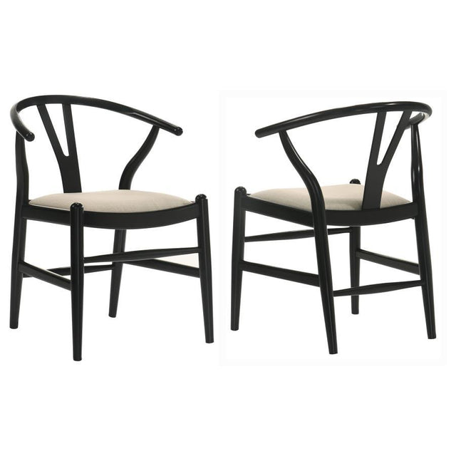 Crestmont - Wood Wishbone Dining Side Chair (Set of 2) - Black by Coaster Fine Furniture | Bel Furniture