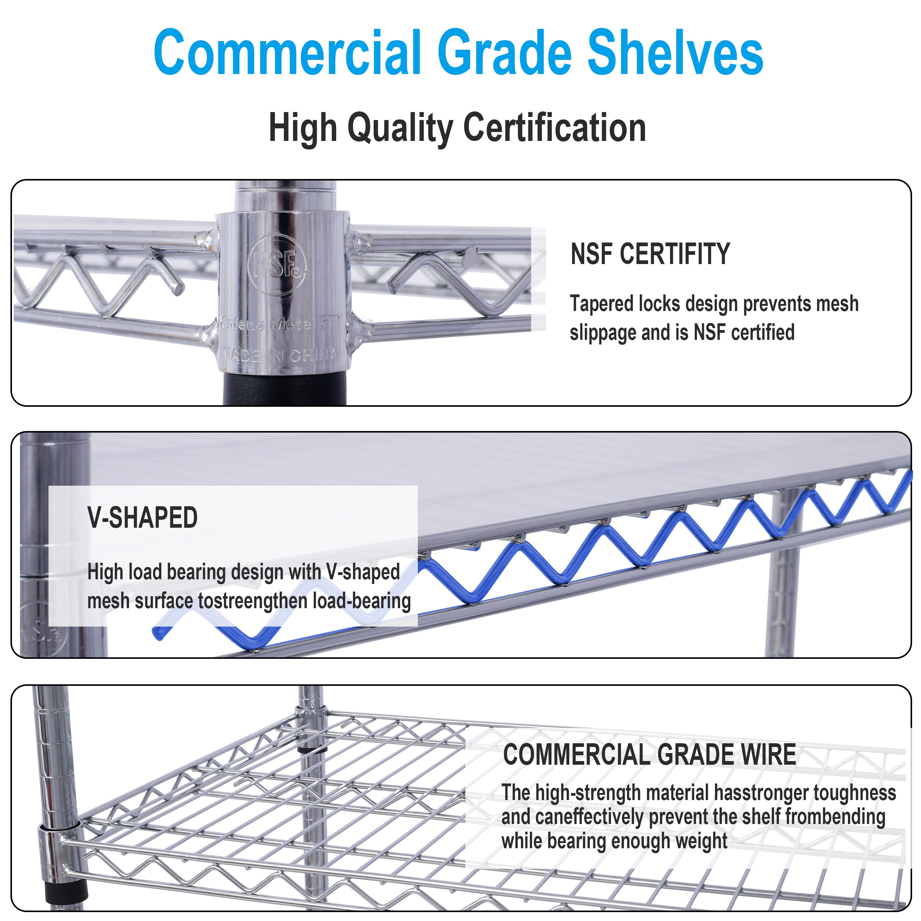 6 Tier 6000Lbs Capacity Nsf Metal Shelf Wire Shelving Unit, Heavy Duty Adjustable Storage Rack With Wheels & Shelf Liners For Commercial Grade Utility Steel Storage Rack