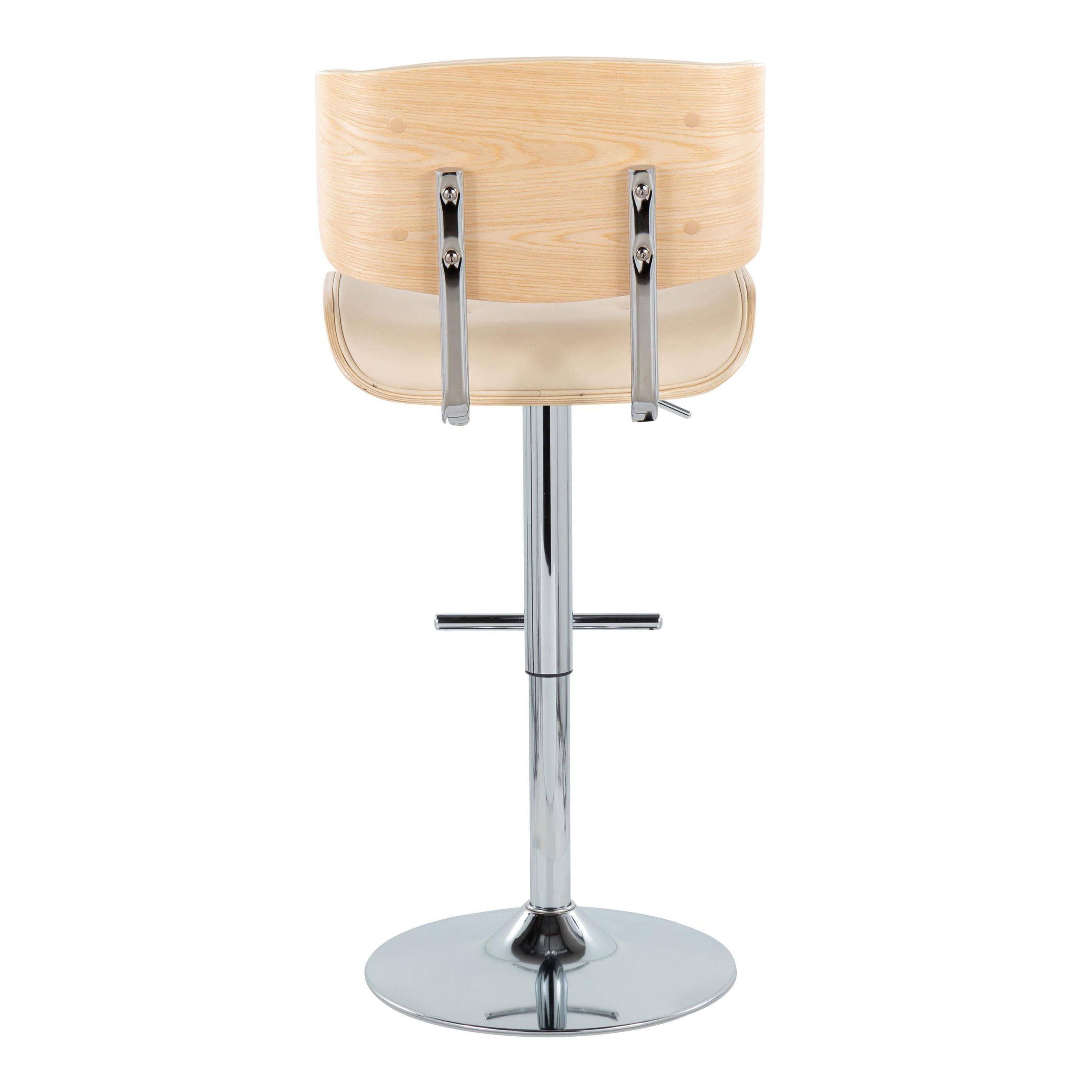 Lombardi - Contemporary Adjustable Barstool With Swivel With Straight T Footrest (Set of 2)