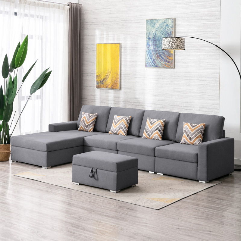 Nolan - Fabric 5 Piece Sectional Sofa With Interchangeable Legs